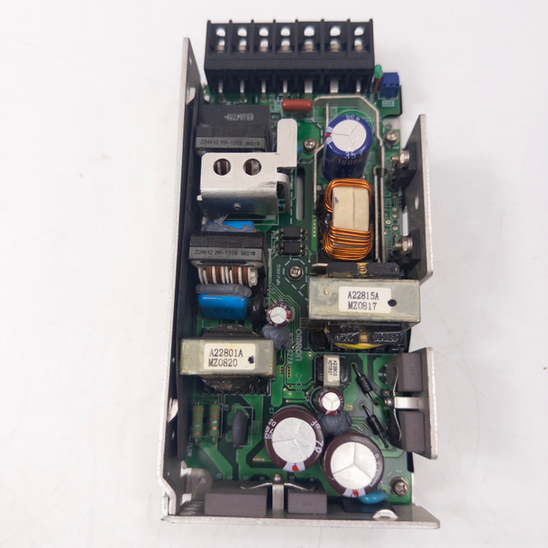 Omron S8VM-15024 power supply – alternate PCB top view showing discrete components including A22801A and A22815A modules and output stage