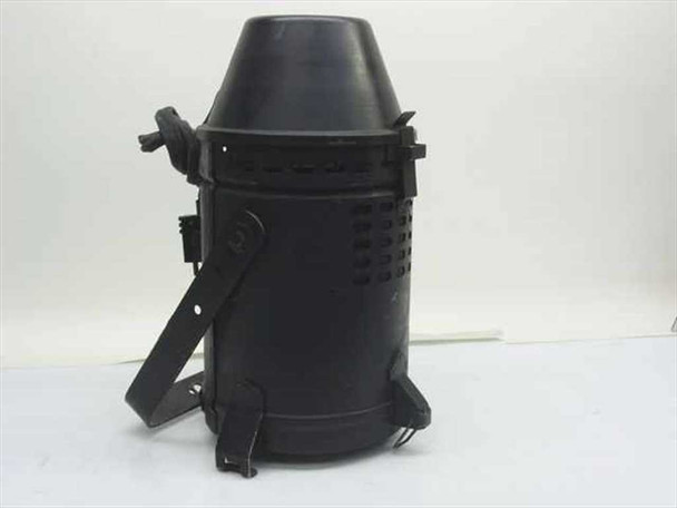 Strand Lighting par can stage fixture, right-side view showing ventilation slots, bracket, and yoke hardware