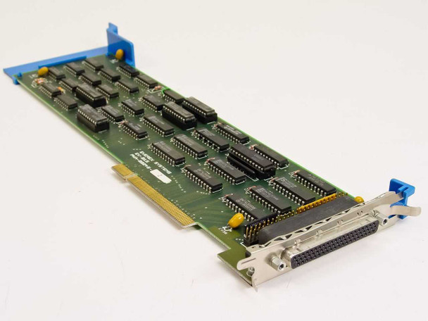 Everex EV-815 MCA Tape Controller Card PWA-00246 — angled top view showing full PCB, MCA edge connector, and 50-pin D-sub external connector with blue card bracket