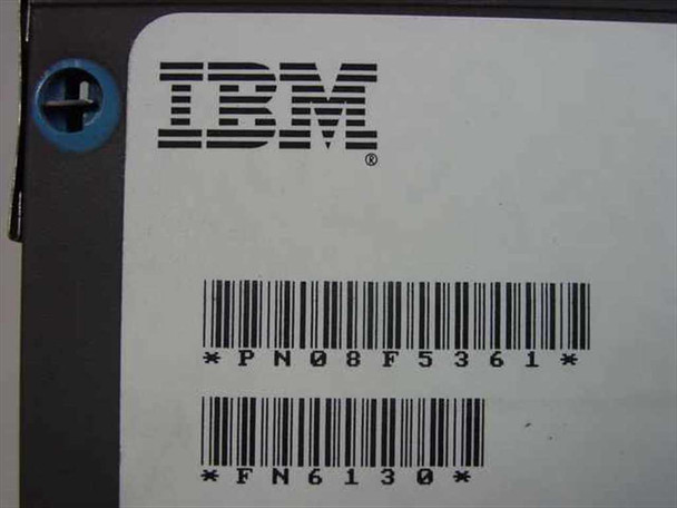 IBM board label close-up showing Part Number PN08F5361 and Function Number FN6130