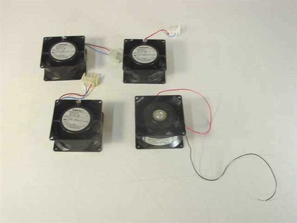 Lot of 4 DC cooling fans — three Papst and one Mair-Rotron axial fans shown together on white surface
