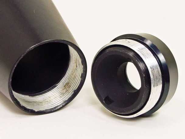 VBZ-0058 objective lens – disassembled view showing lens barrel body interior threading and separate lens element module