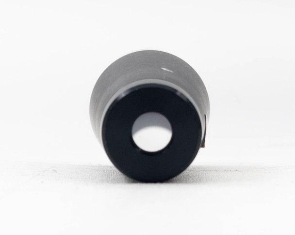 VBZ-0058 objective lens – rear aperture view showing lens element and black housing from opposite end