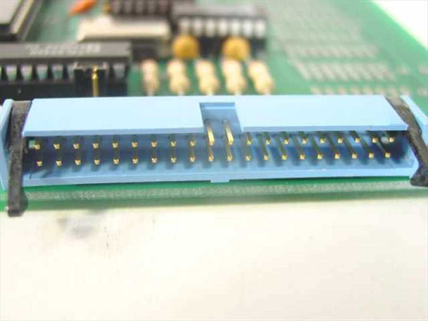 Semitool 14863B MTR Interface PCB — close-up of blue 40-pin IDC ribbon connector with gold contacts