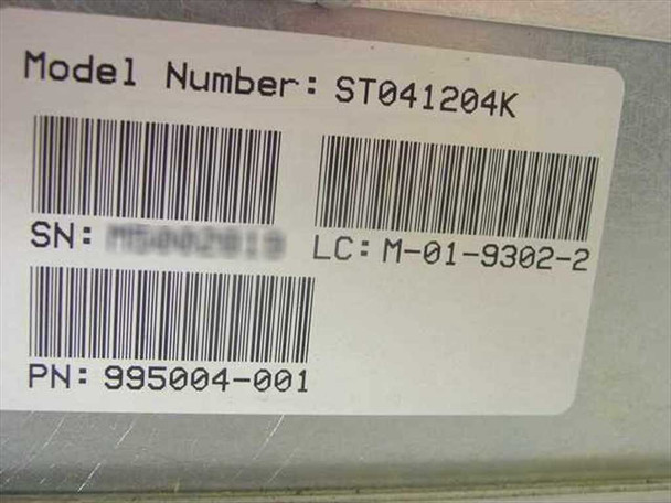 Label showing Model Number ST041204K, Part Number 995004-001, LC: M-01-9302-2