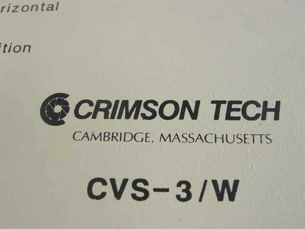 Crimson Tech CVS-3/W label closeup showing brand name and model number, Cambridge Massachusetts