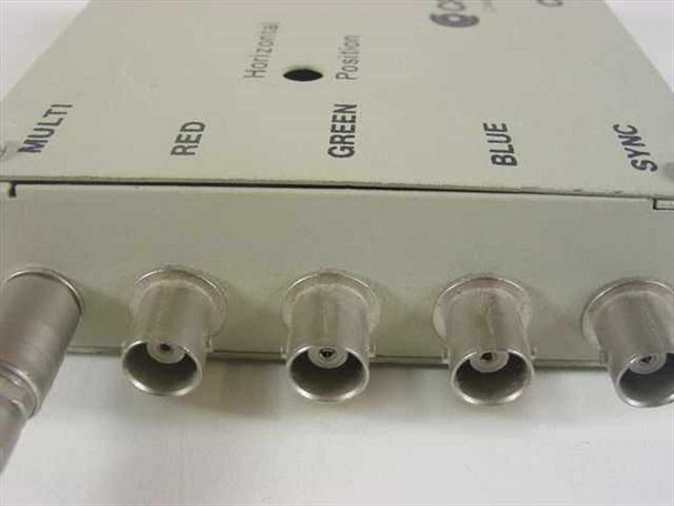 Crimson Tech CVS-3/W side panel showing five BNC output connectors labeled MULTI RED GREEN BLUE SYNC