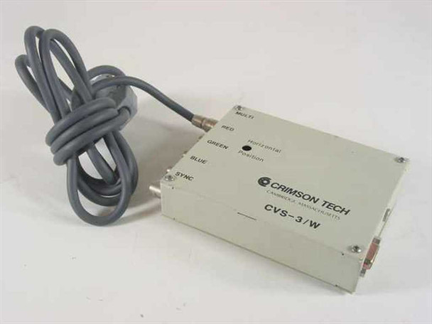 Crimson Tech CVS-3/W Coax Converter – front and top view showing BNC output labels and attached cable