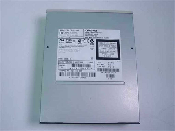 Compaq CDR-8435 side label showing Model No. CDR-8435, Compaq PN 127434-205, manufactured November 1999