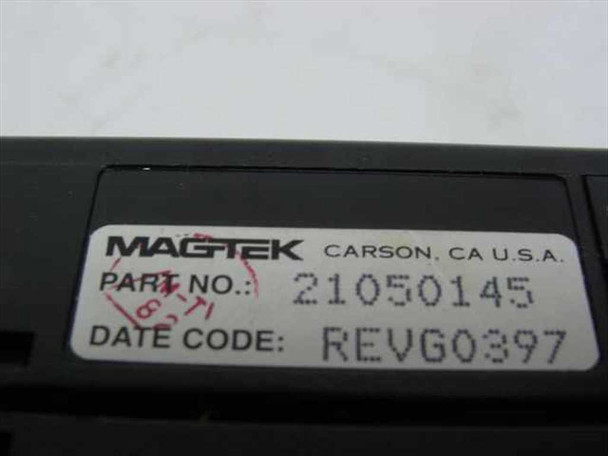 MagTek 21050145 label showing part number, brand, Carson CA USA, and date code REVG0397