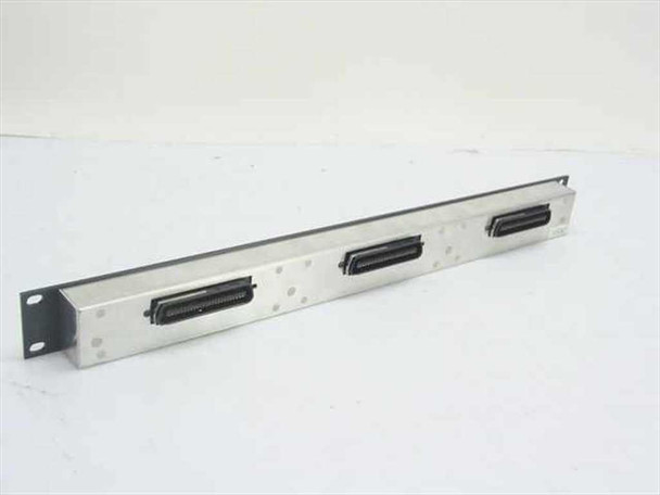 Clear Signal 24-Port Modular Patch Panel – rear view showing three Telco 50-pin Amphenol connectors on brushed metal chassis