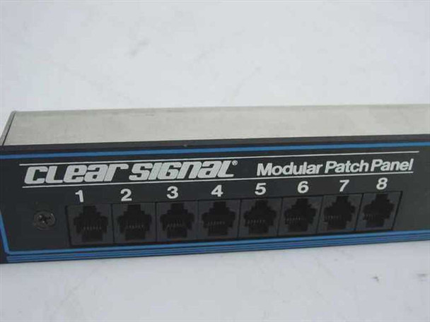Clear Signal Modular Patch Panel – close-up of front label and ports 1 through 8 with RJ45 jacks visible