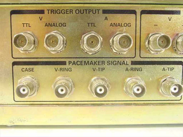 Tektronix IGS-1614-63 front panel detail showing Trigger Output section with TTL and Analog BNC connectors for V and A channels, and Pacemaker Signal section with Case, V-Ring, V-Tip, A-Ring, A-Tip BNC connectors