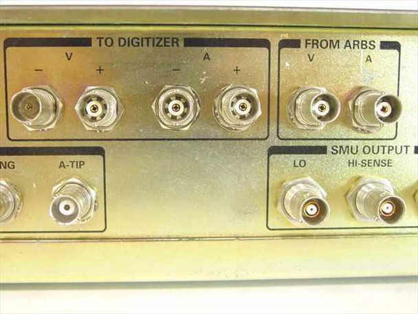 Tektronix IGS-1614-63 panel detail showing To Digitizer BNC connectors (V– V+ A– A+), From ARBS V and A BNC connectors, and SMU Output LO, HI-Sense, HI BNC connectors