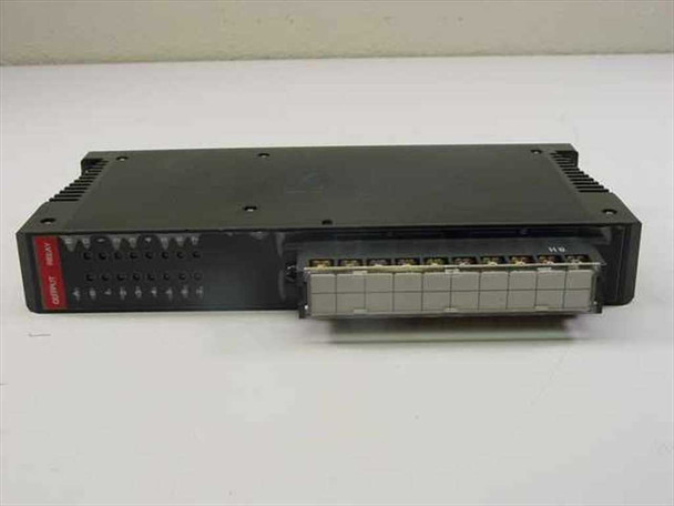 GE Fanuc IC630MDL380A 16-Circuit Relay Output Module — front angled view showing red label and terminal block with bus bar cover