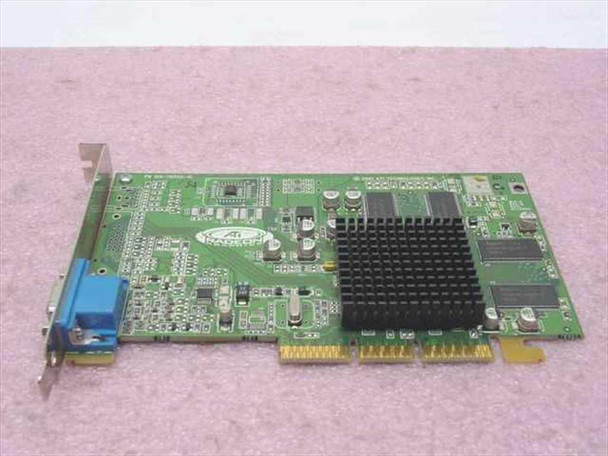 ATI Radeon 7000 AGP video card rear/component side view showing PCB traces, AGP edge connector, and VGA port