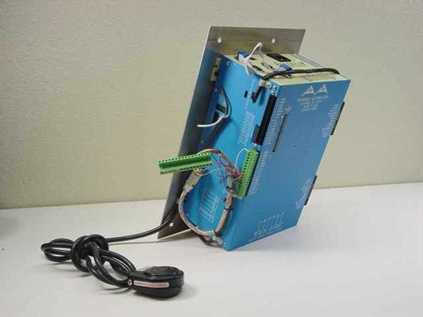 Anaheim Automation DPY65352 Programmable Driver Pack – angled left-side view showing blue housing, top wiring harness, and attached cable