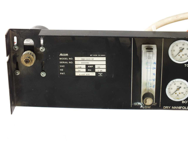 Atcor CRD-1410-DF rating plate closeup — model CRD-1410-DF, serial number, 115V AC, 60Hz, Atcor Mt. View CA label