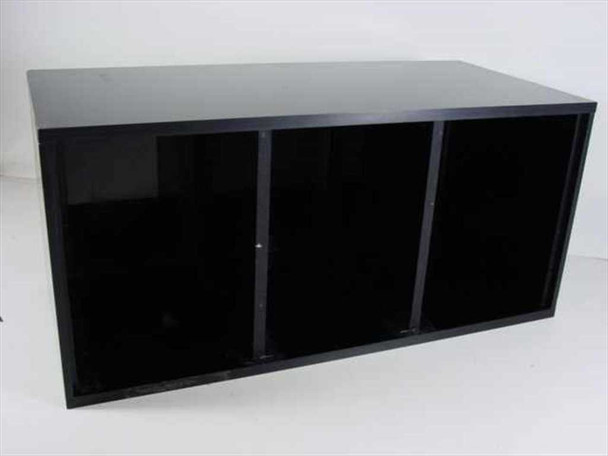 Black acrylic dry box open view showing three equal 5x7x7 in interior compartments side by side