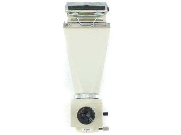 Olympus PM-10AD camera body — front view showing Olympus label on camera head and Polaroid back at top with film holder