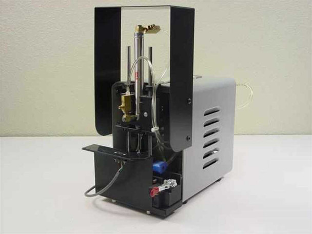Ultramation OA-4 Pneumatic Linear Thruster — left side view showing thruster mechanism, brass valve, polished guide rods, and silver pump enclosure with vented side panel