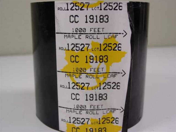 Maple Roll Leaf CC19183 1000 Feet thermal transfer ribbon label detail showing Roll 12527 Lot 12526 markings
