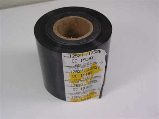 Maple Roll Leaf CC19183 1000 Ft Thermal Transfer Ribbon roll with label showing Roll 12527 Lot 12526