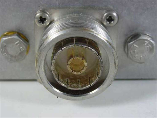 Nordiko 102185 Impedance Detector — close-up of 7/16 DIN female RF input connector showing contact fingers and threaded coupling