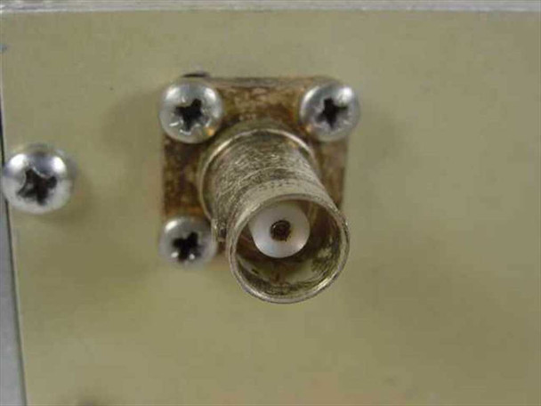 Nordiko 102185 Impedance Detector — close-up of BNC coaxial output connector showing surface oxidation and mounting screws