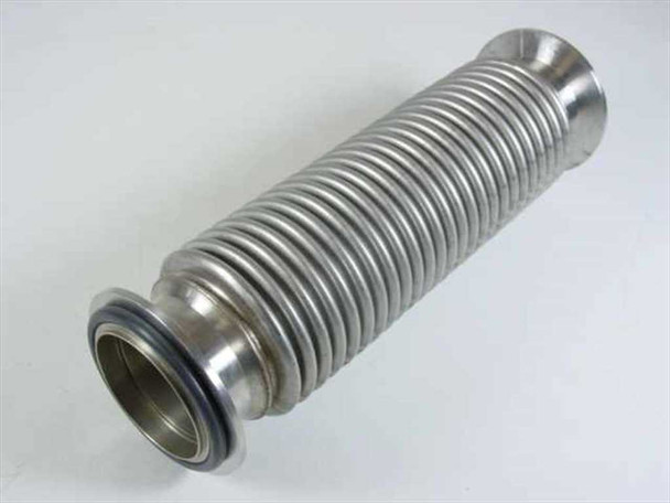 MKS HPS stainless steel vacuum bellows side view showing full corrugated body with NW50 flanges and O-ring seals on both ends