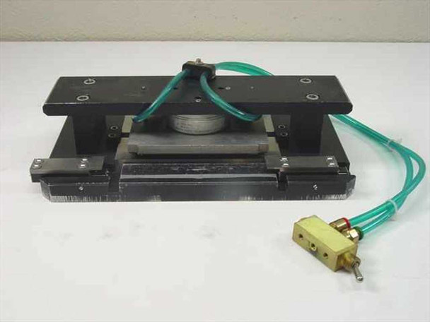 Mack Corp S1014-2 Low Profile Air Actuated Bonder Assembly – left side view showing green air lines and brass toggle valve