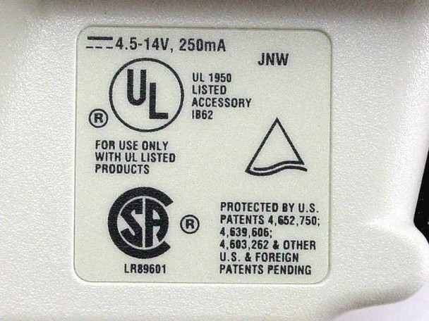 Intermec 1516A07 rating label: 4.5–14V DC 250mA, UL 1950, CSA LR89601 certifications