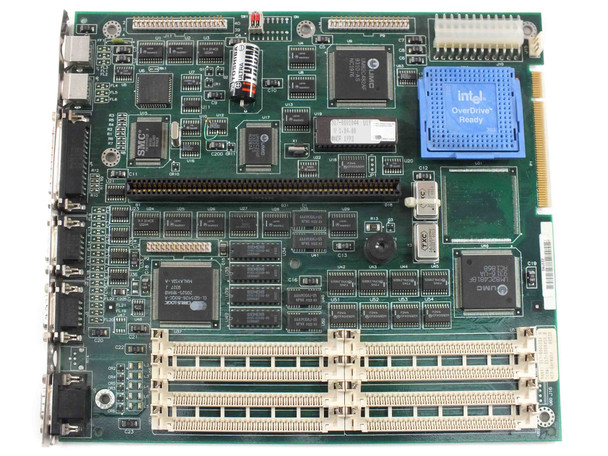 NCR 517-0001001 system board — top-down view showing Intel OverDrive Ready socket, ISA slots, and onboard ICs