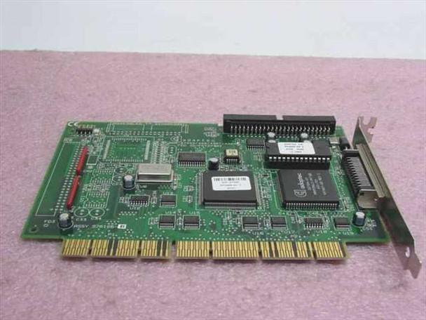 Adaptec AHA-2740A EISA Fast SCSI host adapter card – reverse-side angled view showing solder side, EISA edge connector, and internal 50-pin IDC header