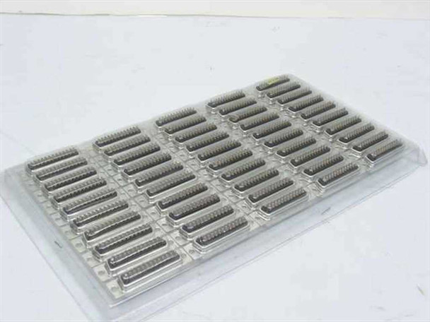 DB25 25-pin D-Sub male solder cup connectors in bulk tray — lot of approximately 50 units in clear plastic packaging