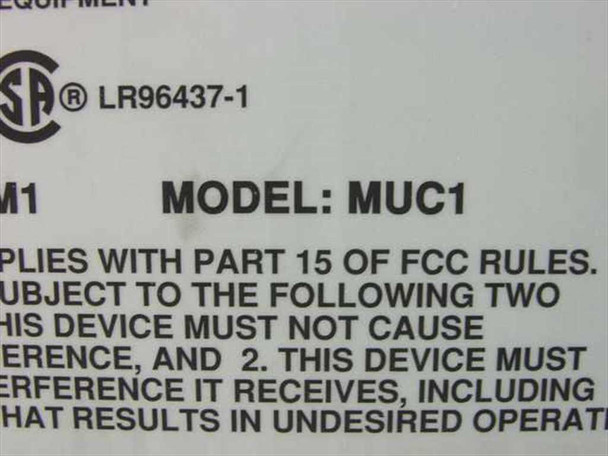Wiltec MUC1 model label showing CSA certification LR96437-1 and FCC Part 15 compliance