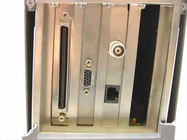 Wiltec MUC1 Expansion Station rear port detail showing 50-pin Centronics connector, DB-15, BNC, and RJ modular jack