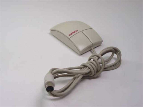 Compaq M-S28 PS/2 2-button mouse angled top view showing both buttons and coiled cable with mini-DIN connector