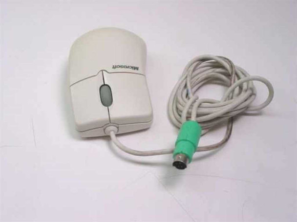 Microsoft IntelliMouse X04-72169 PS/2 mouse — front/side view showing green PS/2 connector and full cable length