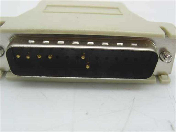 DB25 Male to RJ45 serial adapter — close-up of DB25 male connector face showing two rows of gold-plated pins