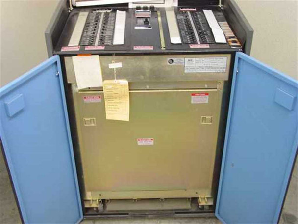 Topaz MN1C-AD075 – cabinet doors open showing isolation transformer body inside lower cabinet and breaker panels at top
