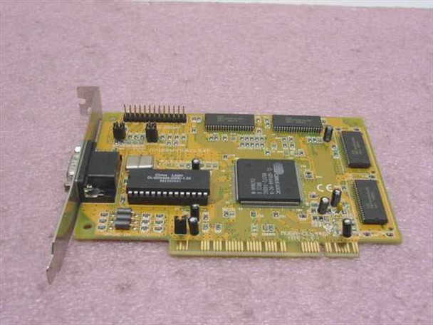 Cirrus Logic MVGA-CL5446P PCI VGA video card – PCB reverse side showing Cirrus Logic chip label, memory chips along right edge, and DB-15 port on bracket
