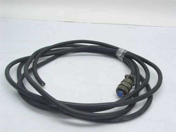 Triad 201219-001 ESM cable coiled, approximately 11 feet, black jacket with 3-pin military circular connector visible at one end and bare wire leads at the other