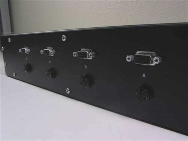 Black Box SR913A KVM Switch – rear panel showing three sets of PS/2 keyboard connectors and HD-15 VGA ports labeled A, B, and C