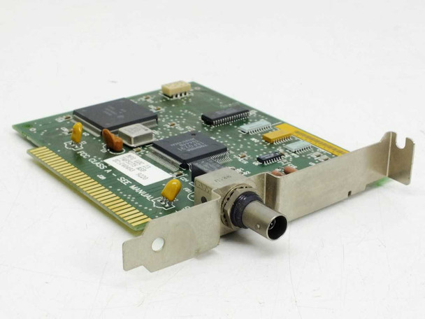 IBM 74F5175 ASP ISA 8-Bit NIC – angled top view showing BNC connector on bracket and main ICs