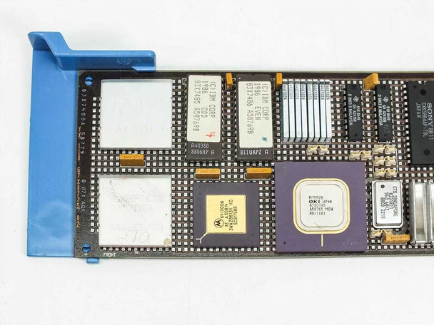 IBM 83X7488A MCA NIC — close-up of front component area showing main ICs including ceramic-packaged processor and Sony chips