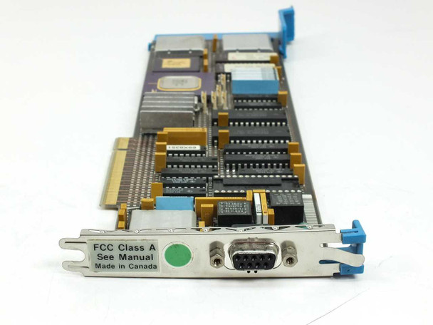 IBM 83X7488A MCA Token Ring NIC — angled view of bracket end showing DB9 connector and FCC Class A / Made in Canada label