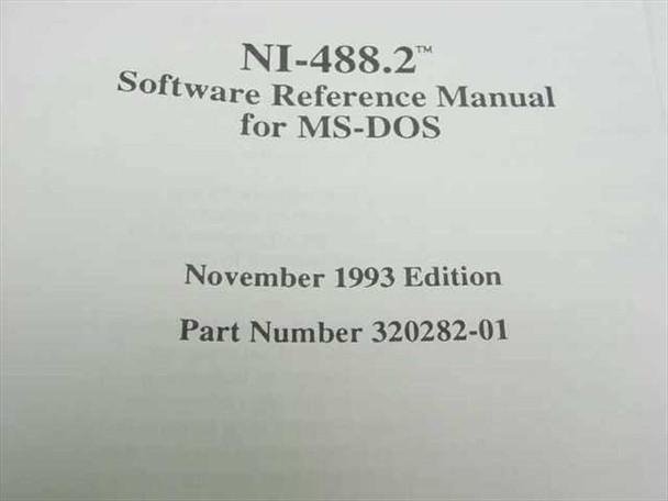 NI-488.2 Software Reference Manual title page showing November 1993 Edition and Part Number 320282-01