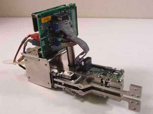 Guzik 304000 2202 HLM assembly – angled side view showing PCB board, ribbon cable, and precision machined stainless rail mechanism