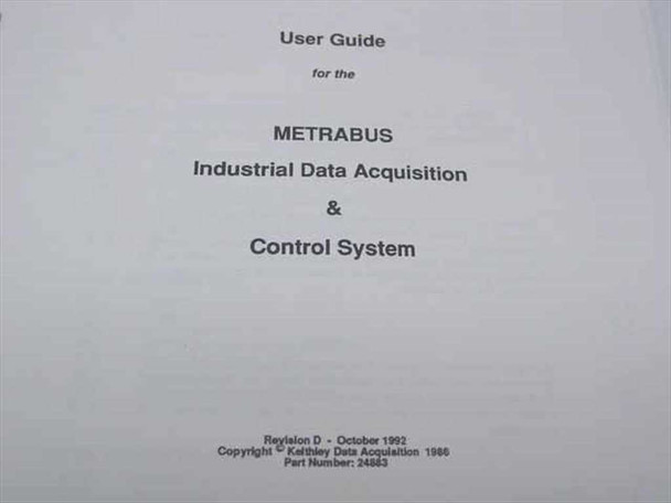 Keithley Metrabus Industrial Data Acquisition & Control System User Guide title page — Part Number 24883, Revision D, October 1992